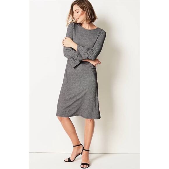 NWT J. Jill Wearever Collection Sz XSP Shirred Sleeve Micro Houndstooth Dress - Picture 1 of 16